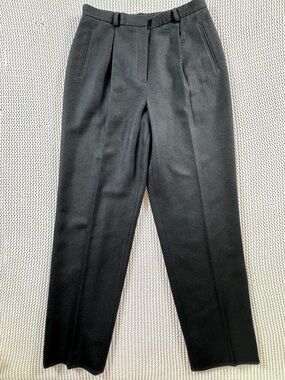 Lauren Ralph Lauren 100% Wool Black Trouser Size 10 Lined Vintage 90s Cut